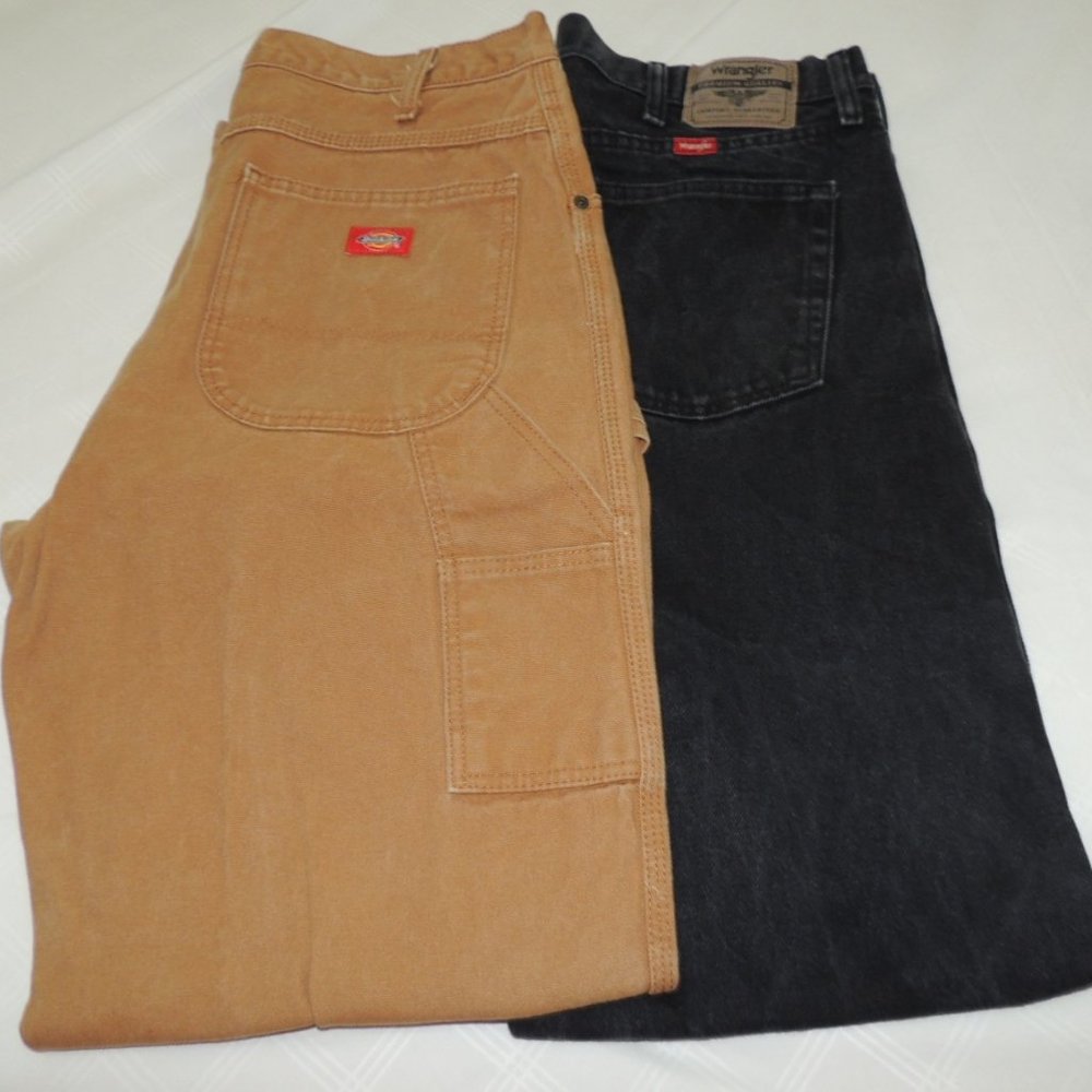 LOT OF 2 MENS DICKIES & WRANGLER Pants 36 x 34